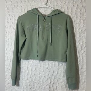 Green Hoodie with Glitter Lettering